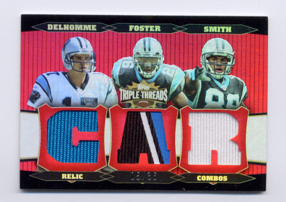 2006 Topps Triple Threads Relic Combos Red #54 Jake Delhomme/DeShaun Foster/Steve Smith
