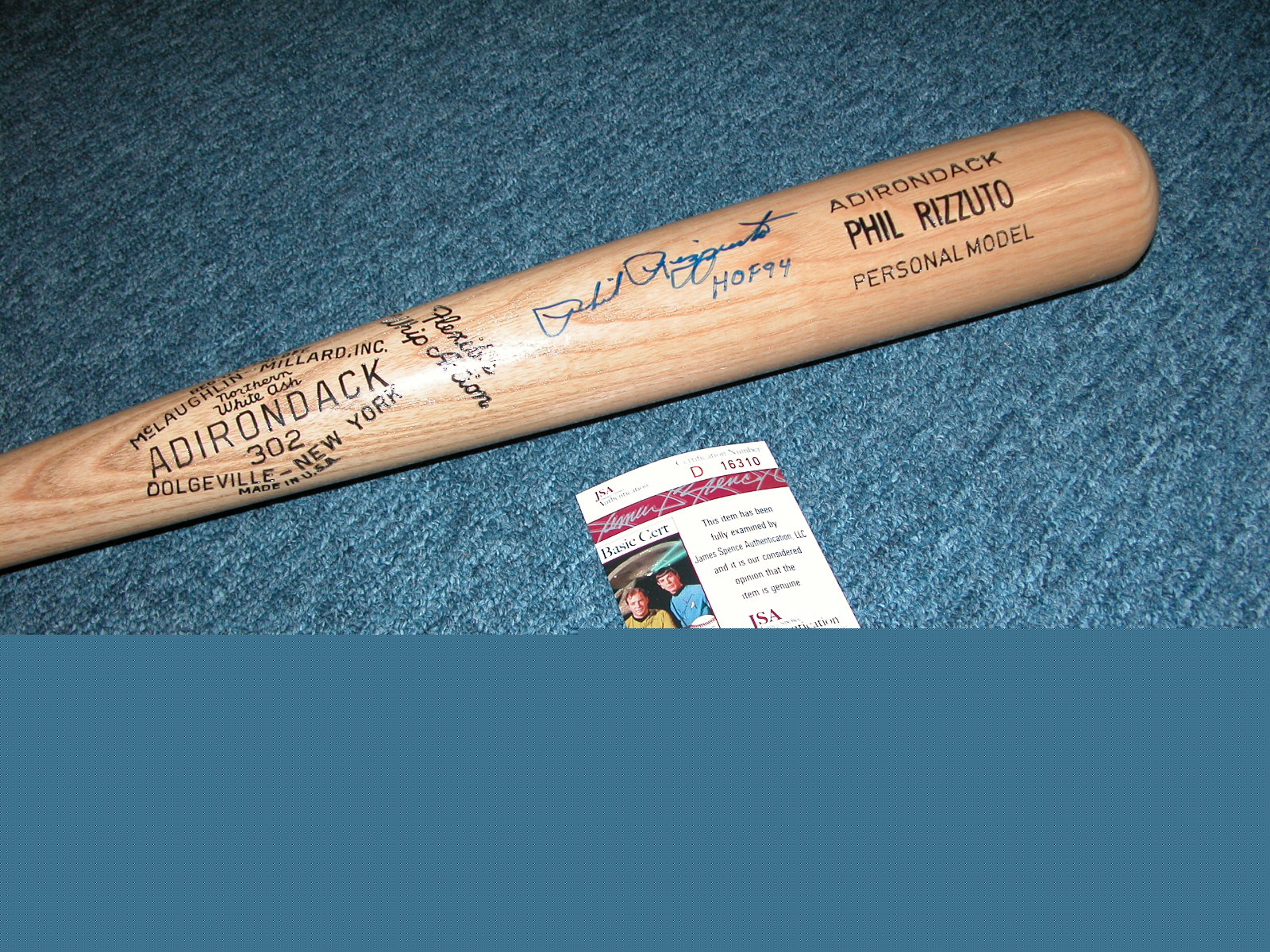 PHIL RIZZUTO AUTHENTIC AUTOGRAPHED BAT  - NY YANKEES DECEASED HALL OF FAMER INSCRIBED 