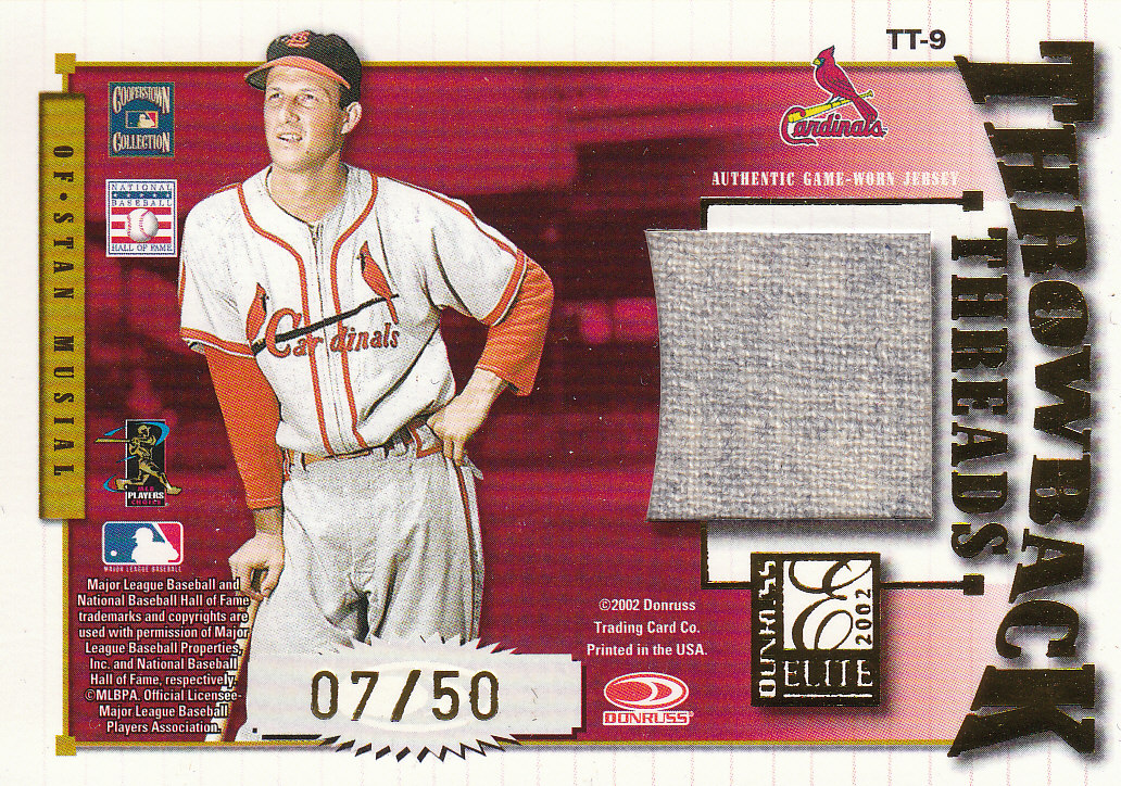2002 Donruss Elite Throwback Threads #9 Stan Musial/J.D. Drew