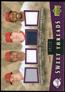 2004 Sweet Spot Sweet Threads Quad #CAGG Bartolo Colon/Garret Anderson/Troy Glaus/Vladimir Guerrero