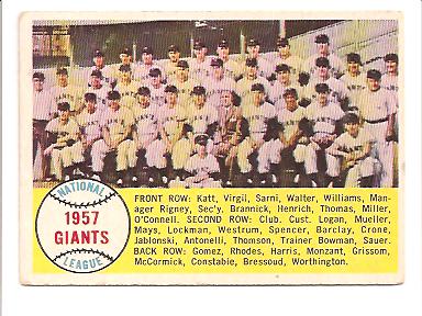 1958 Topps #19 San Francisco Giants TC