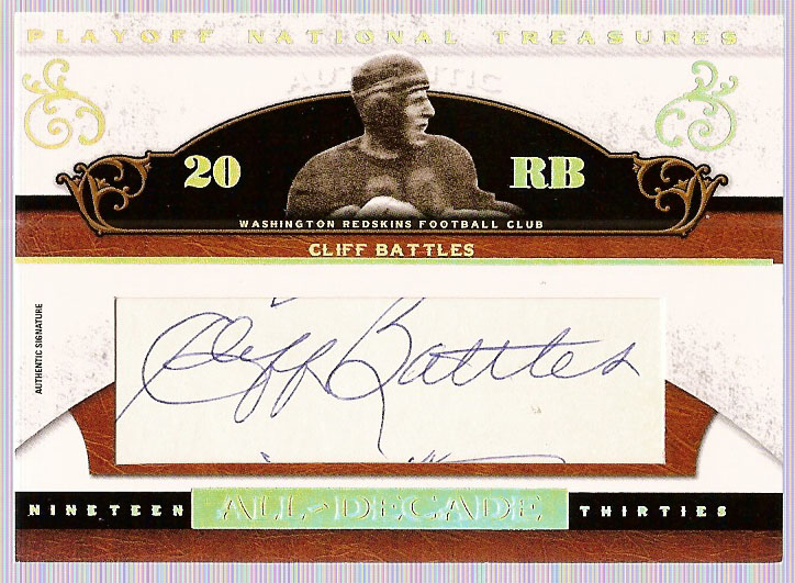 2007 Playoff National Treasures All Decade Signature Cuts #CB Cliff Battles/41