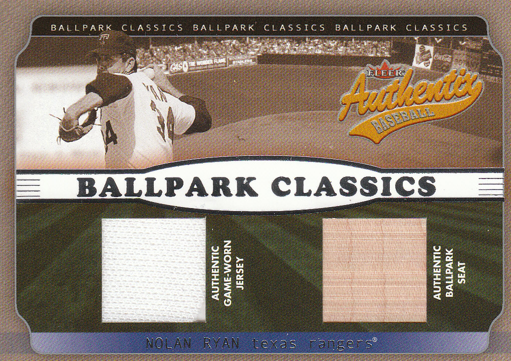 2002 Fleer Authentix Ballpark Classics Memorabilia Gold #NR Nolan Ryan Jsy/Seat front image