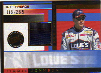 2003 Press Pass Premium Hot Threads Drivers #HTD4 Jimmie Johnson Race-Used Firesuit Card Serial #118/285