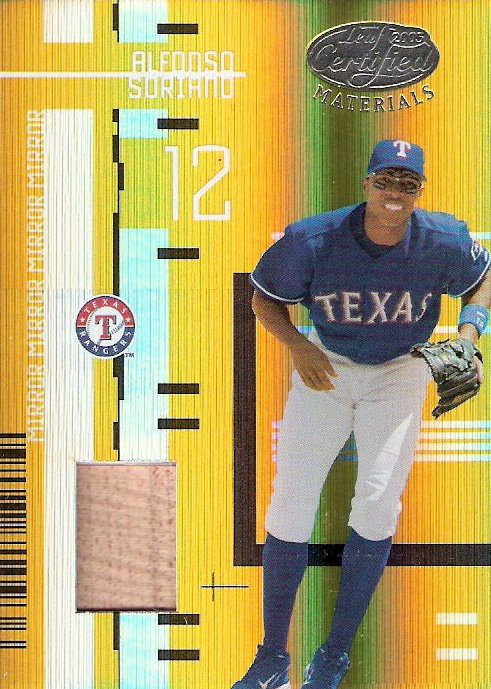 2005 Leaf Certified Materials Mirror Bat Gold #7 Alfonso Soriano
