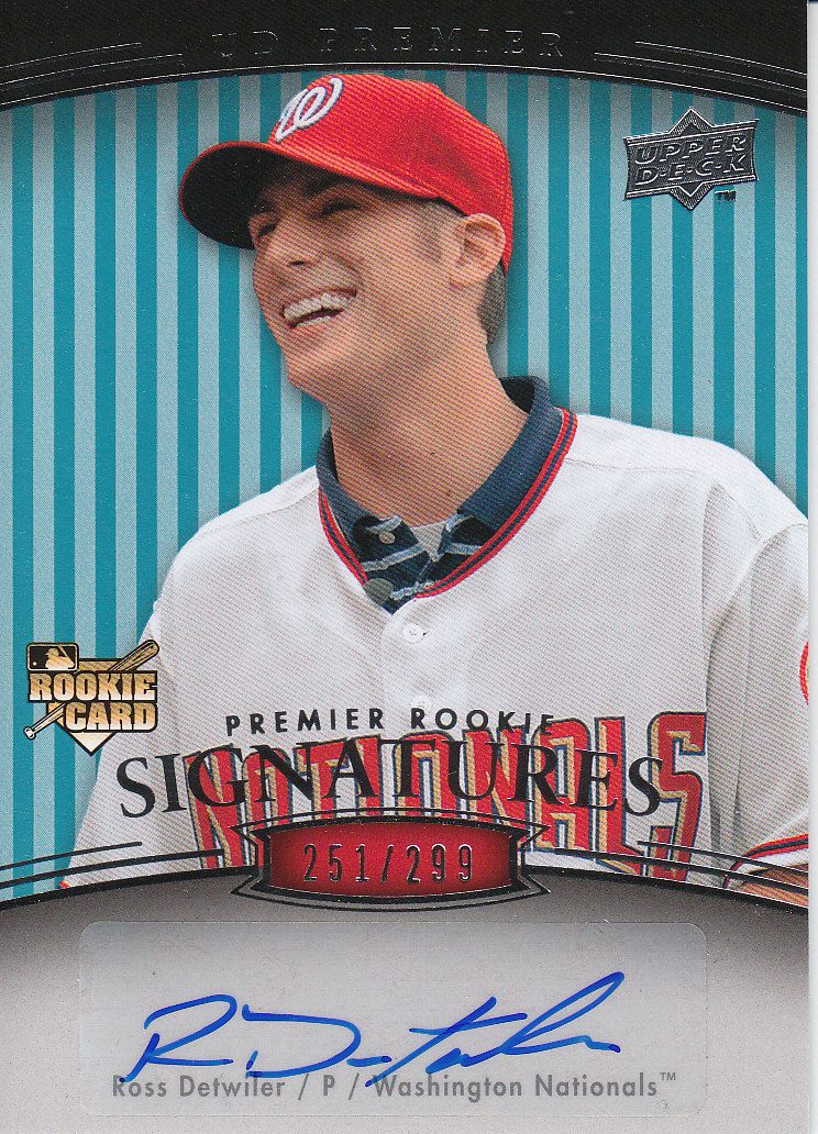 2008 Upper Deck Premier #212 Ross Detwiler AU RC/299