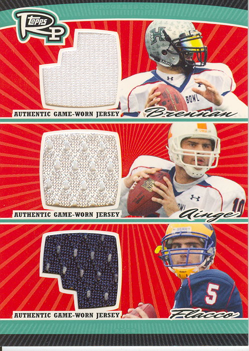 2008 Topps Rookie Progression Game Worn Jerseys Triple #BAF Colt Brennan/Erik Ainge/Joe Flacco