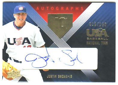 2008 USA Baseball National Team Signatures Blue #22 Justin Smoak