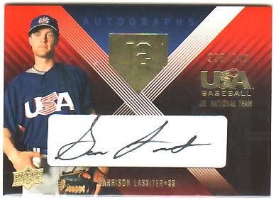 2008 USA Baseball Junior National Team Signatures Black #UE8 Garrison Lassiter
