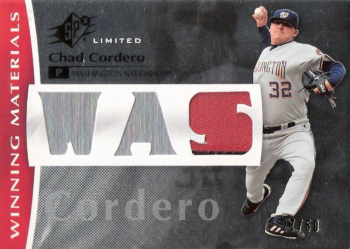2008 SPx Winning Materials Limited Patch Team Initials #CC Chad Cordero