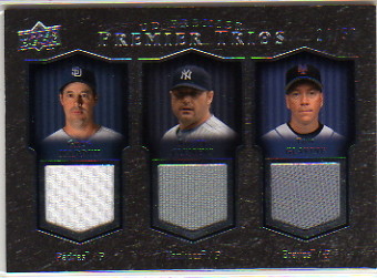 2008 Upper Deck Premier Trios Memorabilia #MCG Greg Maddux/Roger Clemens/Tom Glavine/50