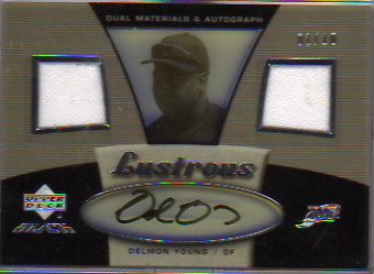 2007 UD Black Lustrous Materials Autographs Natural Pearl #DY Delmon Young