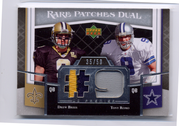 2007 Upper Deck Premier Rare Patches Dual #BR Drew Brees/Tony Romo