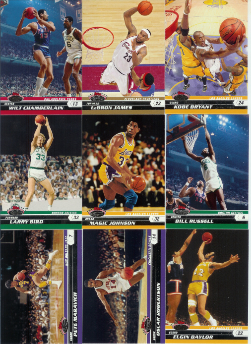2007-08 (2008) Stadium Club Basketball Complete Base Set (1-100) (Incls such greats as Lebron James, Chamberlain, Bird, Maravich, Russell, Magic, Kobe & many more)