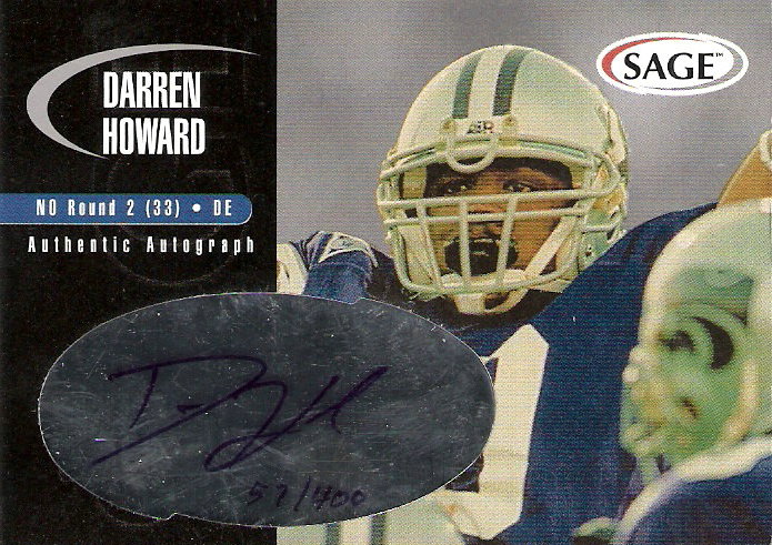2000 SAGE Autographs Silver #A20 Darren Howard/400
