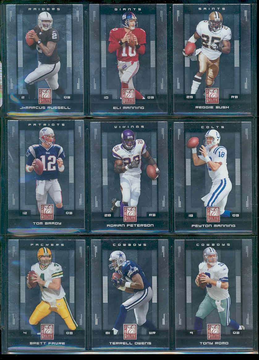 2008 Donruss Elite Complete Base Set 1-100 w/ Eli Manning , Reggie Bush , Tom Brady , Adrian Peterson , Peyton Manning ,  Tony Romo , Brett Favre Low Shipping 