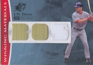 2008 SPx Winning Materials Team Initials 99 #JD J.D. Drew