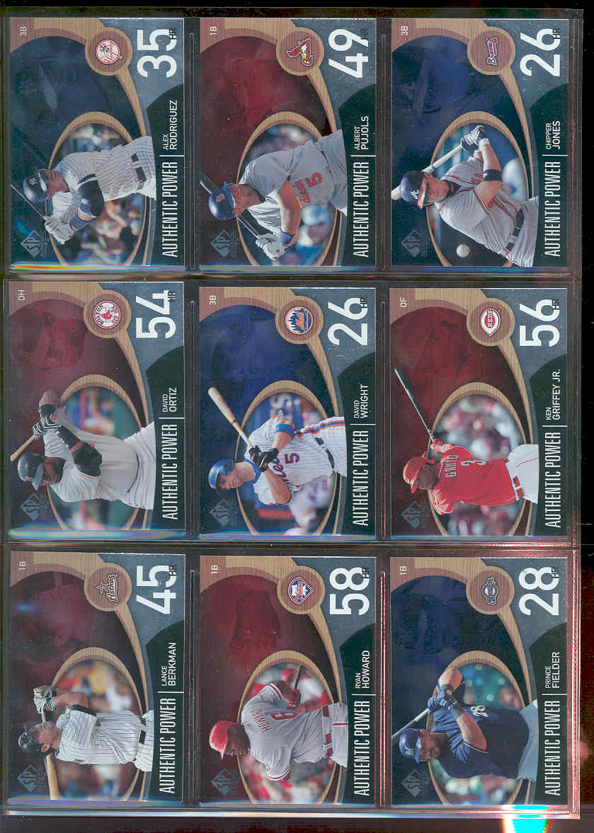 2007 SP Authentic Power Home Run Complete Insert Set 1-50 w/ Alex Rodriguez David Ortiz Lance Berkman Ryan Howard Ken Griffey Jr David Wright Albert Pujols and other Very Nice