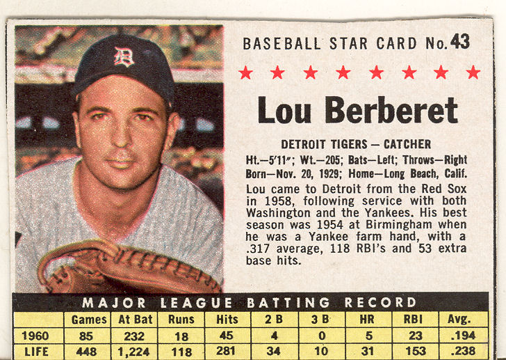 1961 Post #43B Lou Berberet BOX