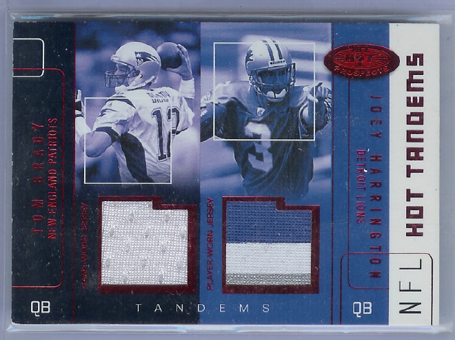 2002 Hot Prospects Red Hot Tandems #TBJH Tom Brady/Joey Harrington