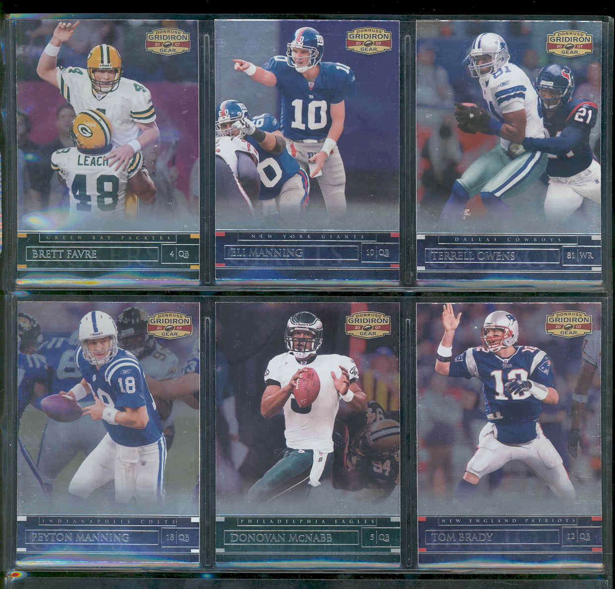 2007 Donruss Gridiron Gear Complete Base Set 1-100 w/ Brett Favre Eli Manning Terrell Owens Peyton Manning Donovan McNabb Tom Brady Low Shipping Cost !! 