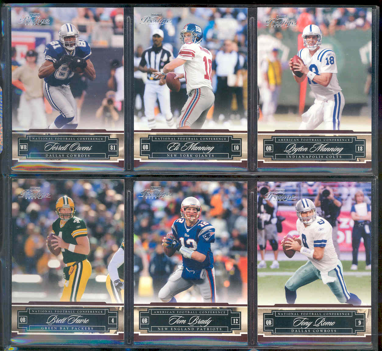 2007 Playoff Prestige Complete Set 1-150 Loaded w stars like Brett Favre Tom Brady Tony Romo Terrell Owens Eli Manning Peyton Manning Low Shipping Cost 