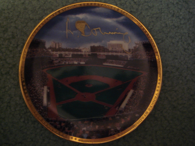 Al Dowing Yankee Stadium Autographed 1989 Sports Impressions Mini Plate By Robert Stephen Simon With COA