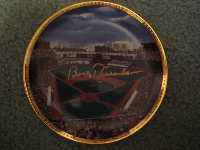 Bobby Richardson Yankee Stadium Autographed 1989 Sports Impressions Mini Plate By Robert Stephen Simon With COA