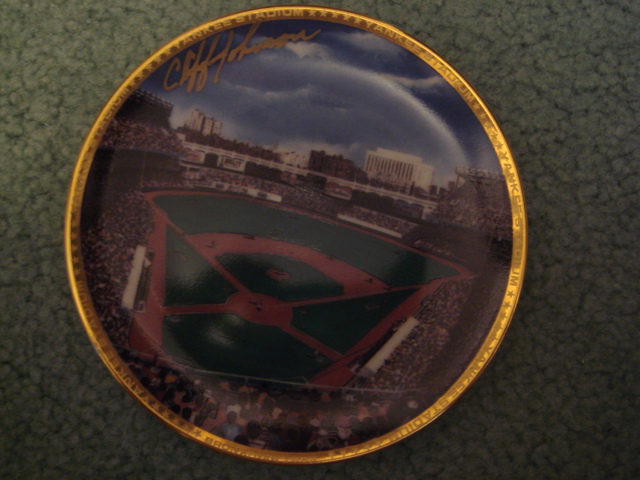 Cliff Johnson Yankee Stadium Autographed 1989 Sports Impressions Mini Plate By Robert Stephen Simon With COA