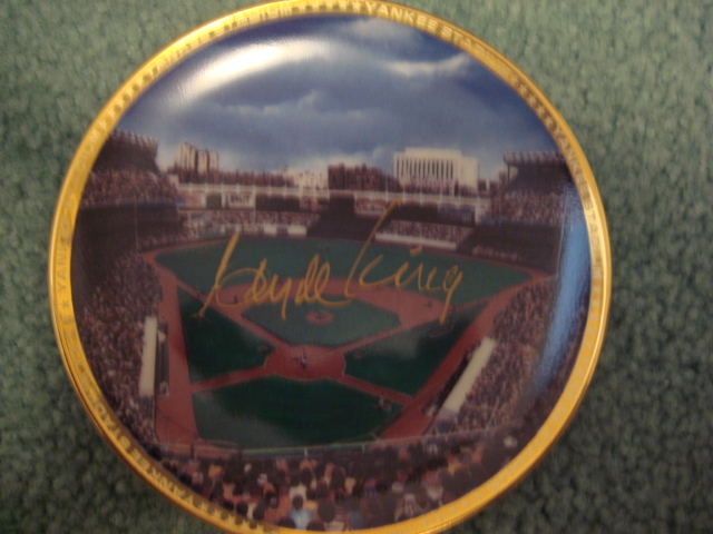 Clyde King Yankee Stadium Autographed 1989 Sports Impressions Mini Plate By Robert Stephen Simon With COA
