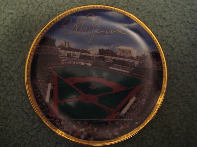 Ed Figueroa Yankee Stadium Autographed 1989 Sports Impressions Mini Plate By Robert Stephen Simon With COA