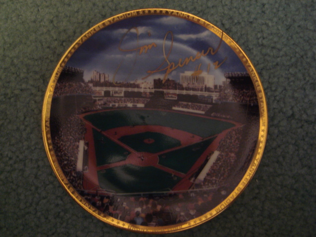 Jim Spencer Yankee Stadium Autographed 1989 Sports Impressions Mini Plate By Robert Stephen Simon With COA