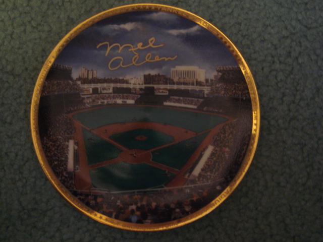 Mel Allen Yankee Stadium Autographed 1989 Sports Impressions Mini Plate By Robert Stephen Simon With COA