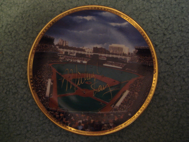Michael Kay Yankee Stadium Autographed 1989 Sports Impressions Mini Plate By Robert Stephen Simon With COA