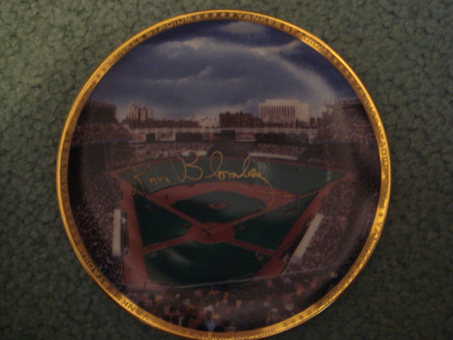 Ron Blomberg Yankee Stadium Autographed 1989 Sports Impressions Mini Plate By Robert Stephen Simon With COA