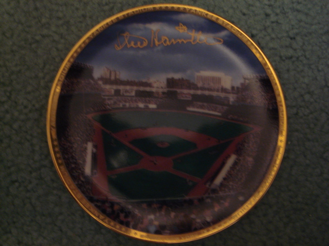 Steve Hamilton Yankee Stadium Autographed 1989 Sports Impressions Mini Plate By Robert Stephen Simon With COA