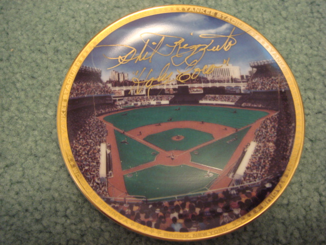 Phil Rizzuto Yankee Stadium Autographed 1989 Sports Impressions Mini Plate By Robert Stephen Simon With COA 