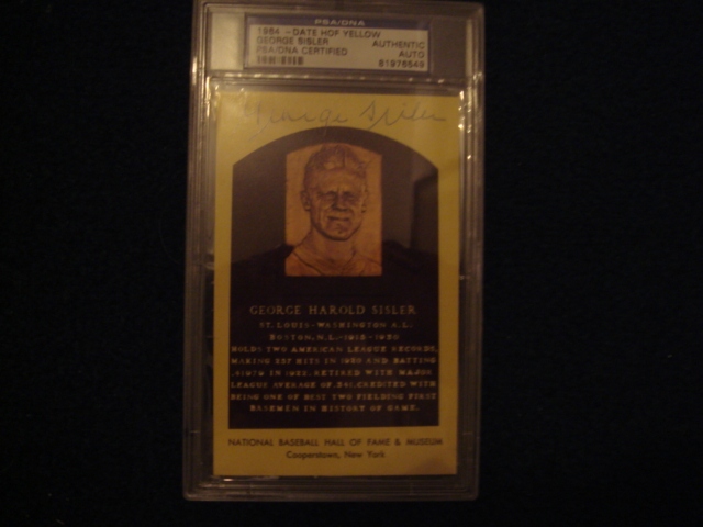 George Sisler Autographed 1964 HOF Yellow Post Card PSA/DNA Certified Authentic Slabed