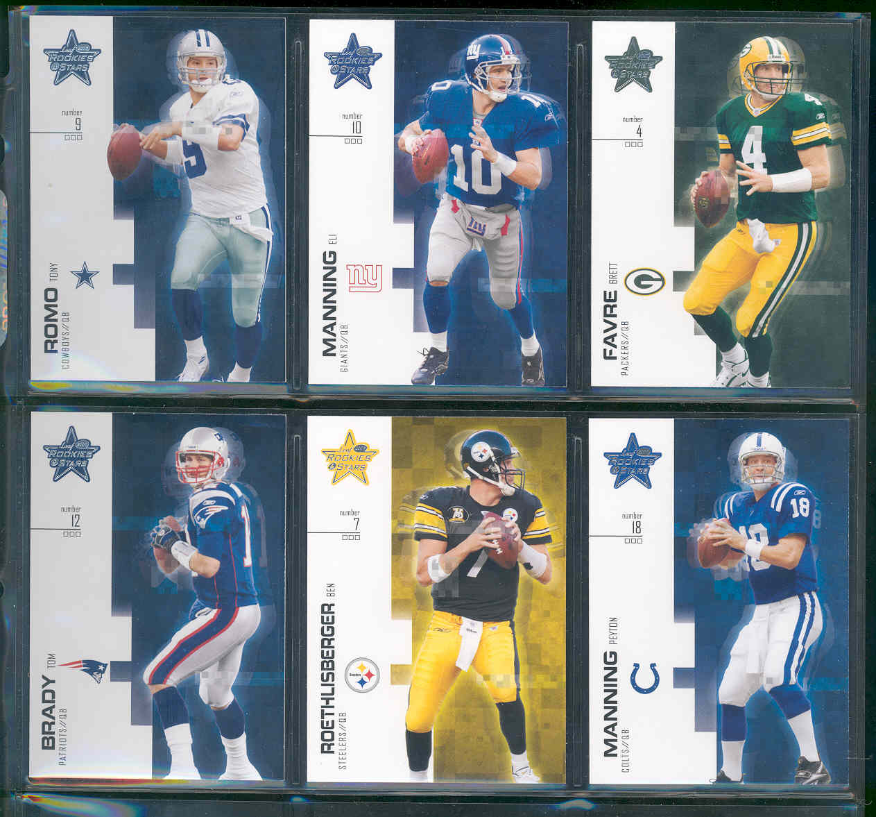 2007 Leaf rookies and stars complete set 1-100 w/ Tony Romo Eli Manning , Peyton Manning , Brett Favre , Ben Rothlisberger , Tom Brady and many others loaded with stars