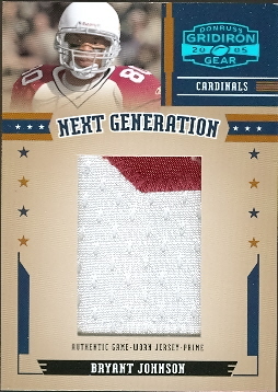 2005 Donruss Gridiron Gear Next Generation Jerseys Jumbo Swatch Prime #2 Bryant Johnson/50