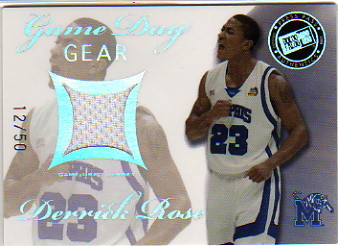 2008 Press Pass Game Day Gear Jerseys Holofoil #GDGDR Derrick Rose