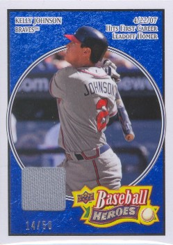 2008 Upper Deck Heroes Jersey Navy Blue #95 Kelly Johnson