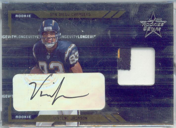 2005 Leaf Rookies and Stars Longevity Holofoil Parallel #279 Vincent Jackson JSY AU