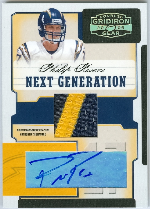 2006 Donruss Gridiron Gear Next Generation Jerseys Prime Autographs #8 Philip Rivers EXCH/10