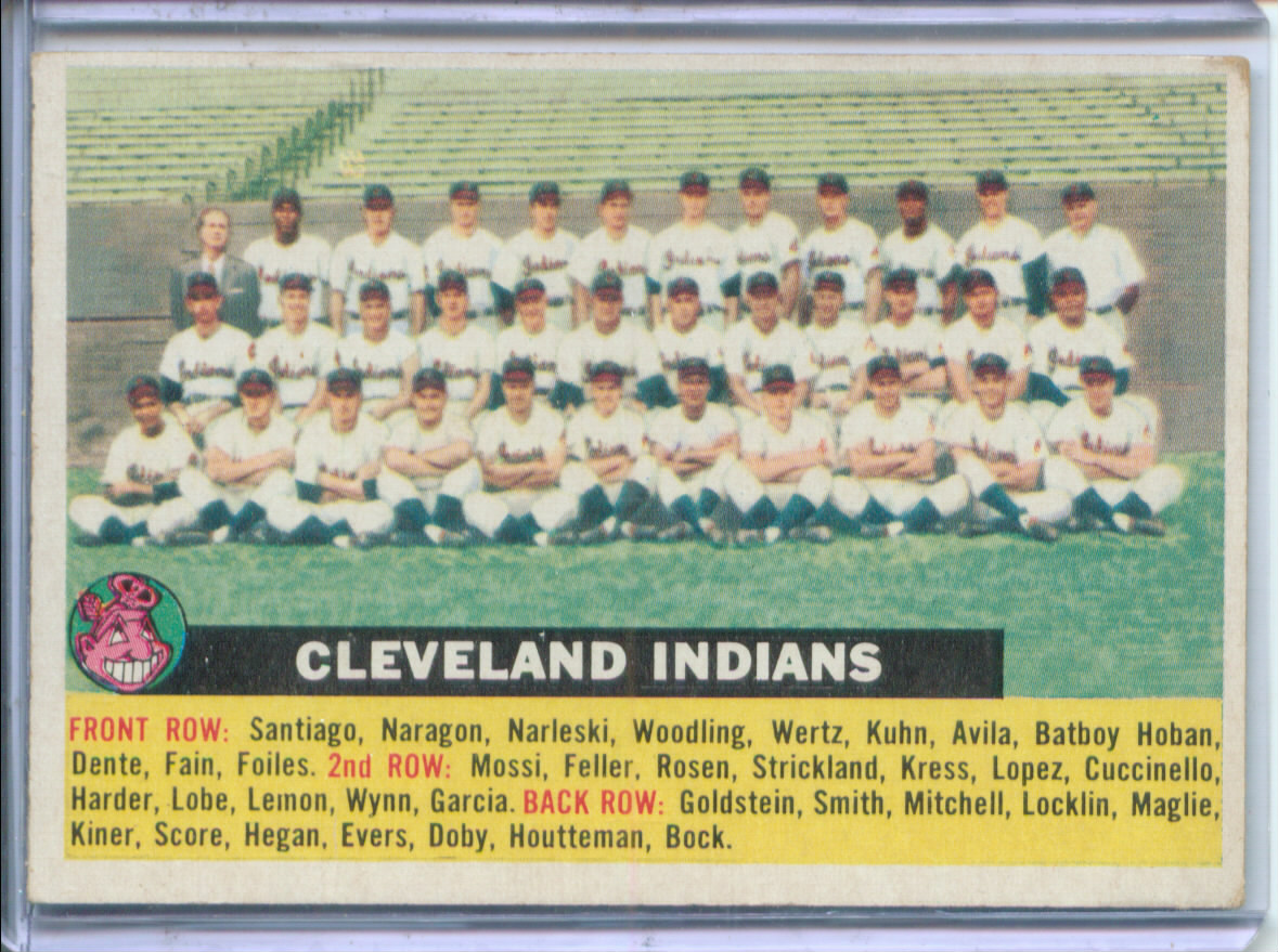 1956 Topps #85A Cleveland Indians TC (No Date Name Centered)