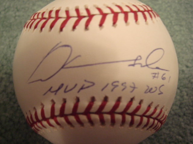 Livan Hernandez Autographed Official MLB Baseball With PSA COA with MVP 1997 W.S.