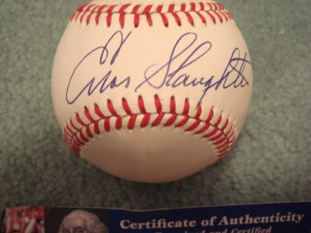 Enos Slaughter Autographed Official N.L. Baseball With PSA COA