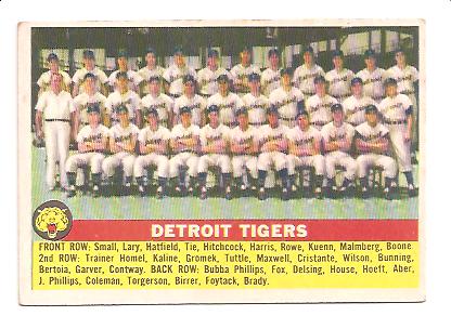 1956 Topps #213 Detroit Tigers TC