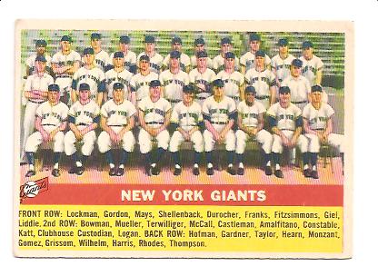 1956 Topps #226 New York Giants TC