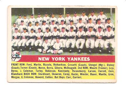 1956 Topps #251 New York Yankees TC UER (Larson on front)
